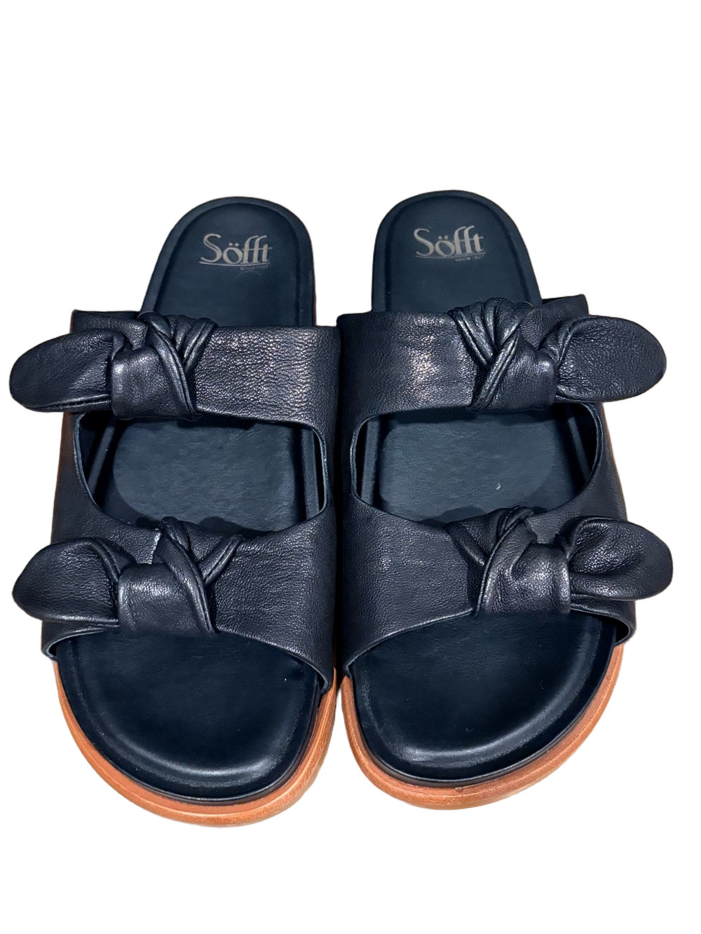 Sofft Alizah Black Knotted Bow slide sandals 9